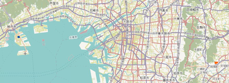 Map ranging from Kobe to Hōryū-ji Area