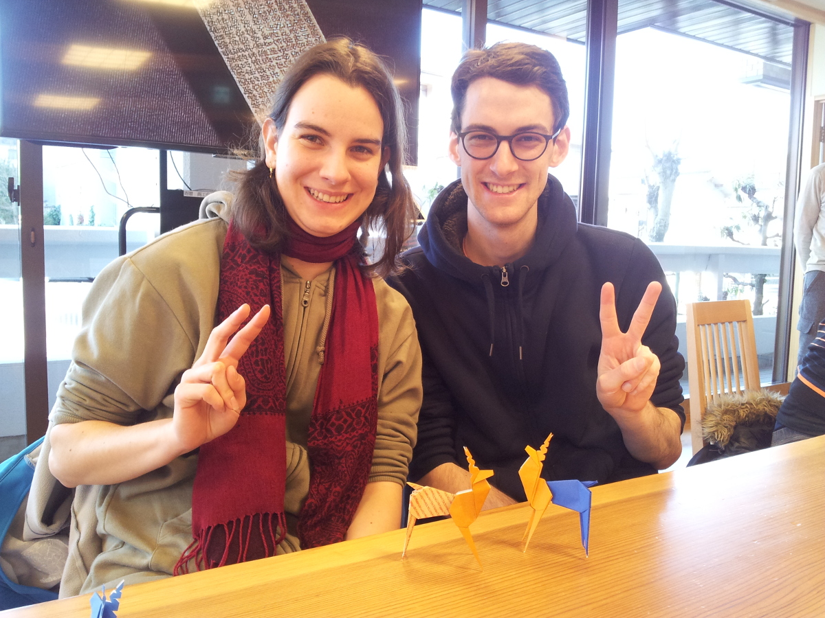 Martina and me making some Origami deers