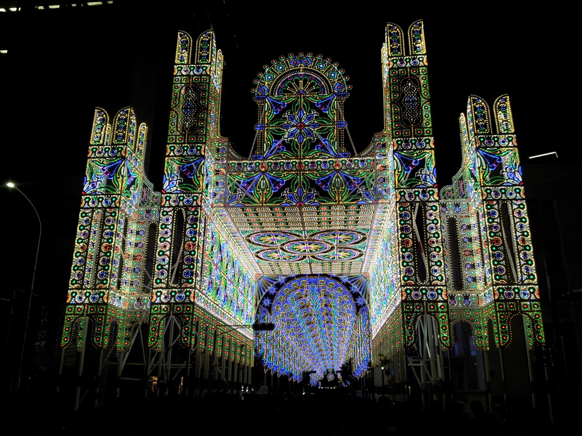 Illuminated construction as main attraction at Kobe Luminarie in Kobe City